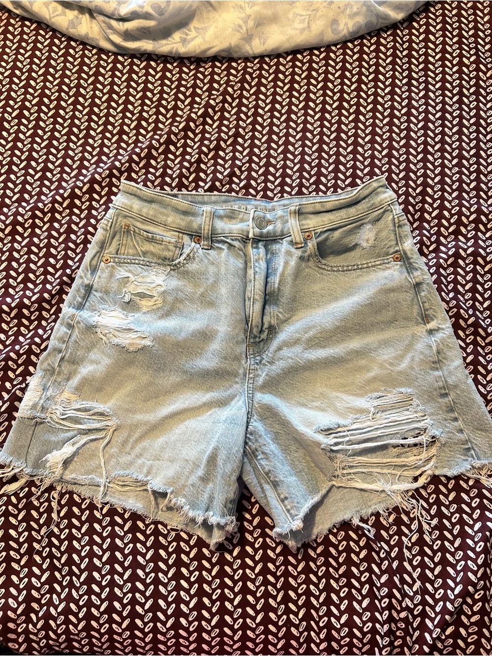 American Eagle Outfitters Light Blue Distressed Denim Cutoff Shorts